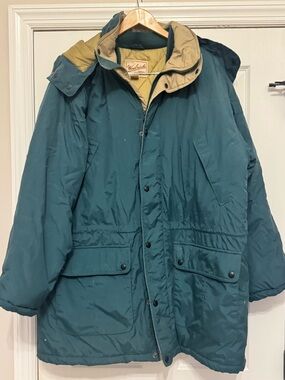 Vtg Mens Parka Coat Woolrich Fieldstone XL Hooded Jacket Poly Fill Quilted